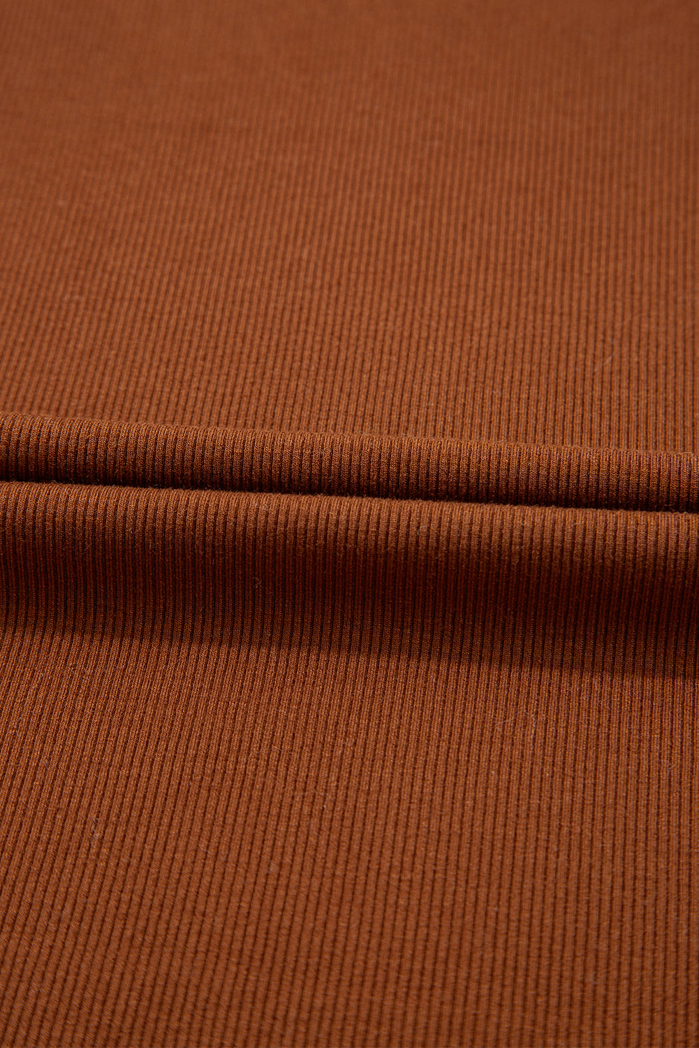Cinnamon Leather Ruffle Sleeve Patchwork Round Neck Blouse