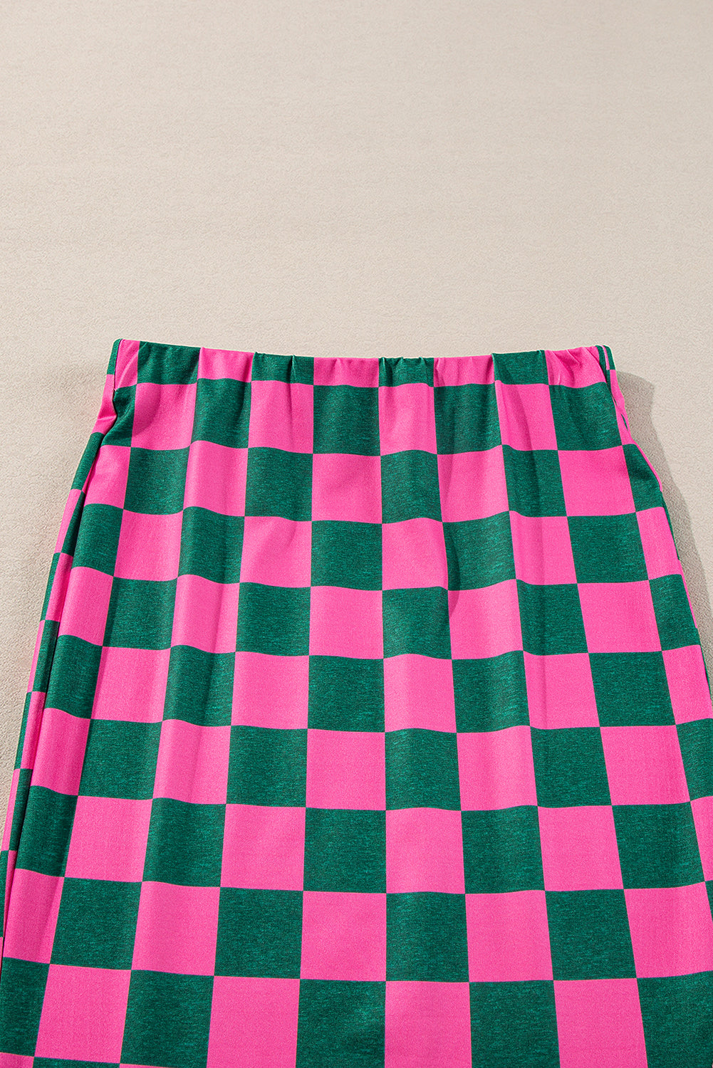 Rose Checkered High Waist Midi Skirt