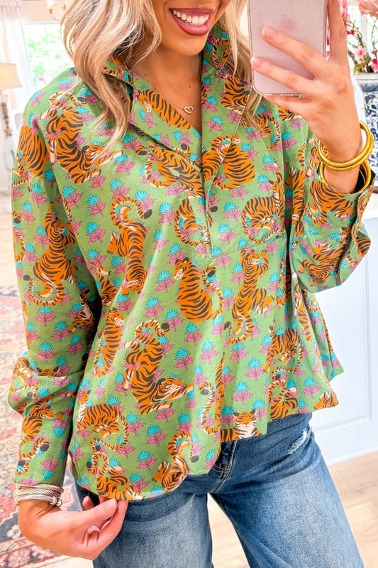 Tiger Floral Printed Shirt