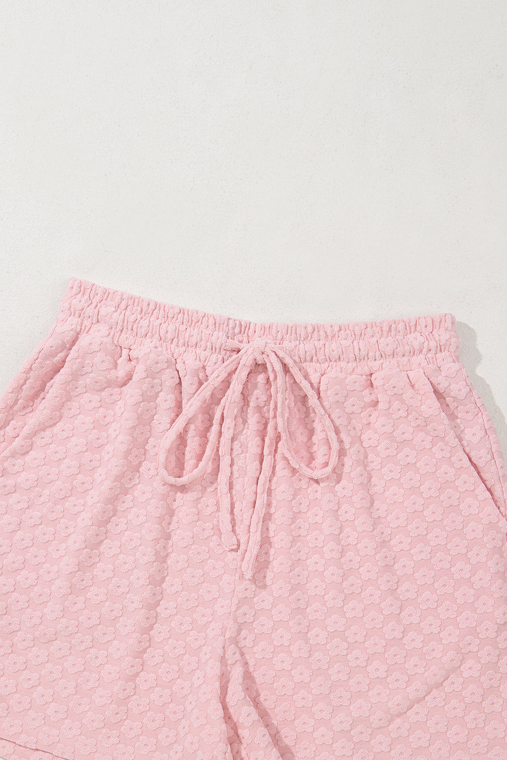 Coral Paradise Daisy Jacquard Textured Casual Short Set