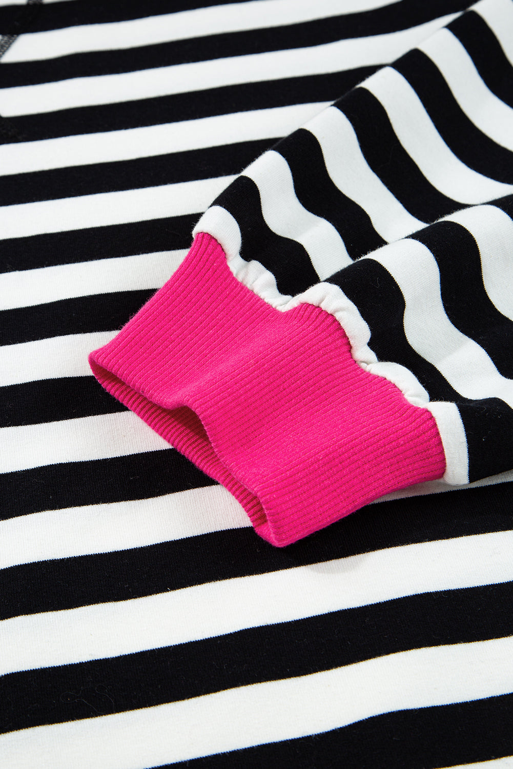 Black Stripe Color Block Edge Pullover and Shorts PLus Size Set