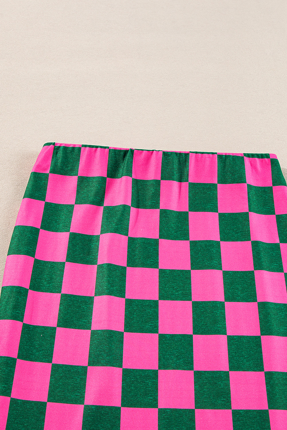 Rose Checkered High Waist Midi Skirt