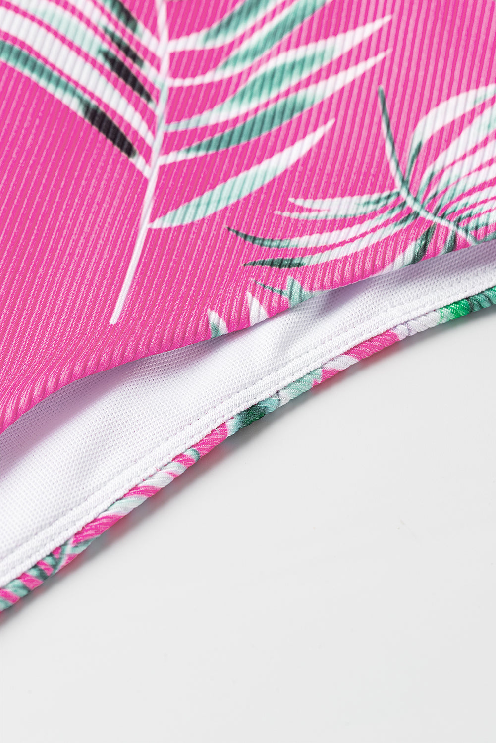 Rose Tropical Print Textured Bikini Bottoms BOTTOMS ONLY