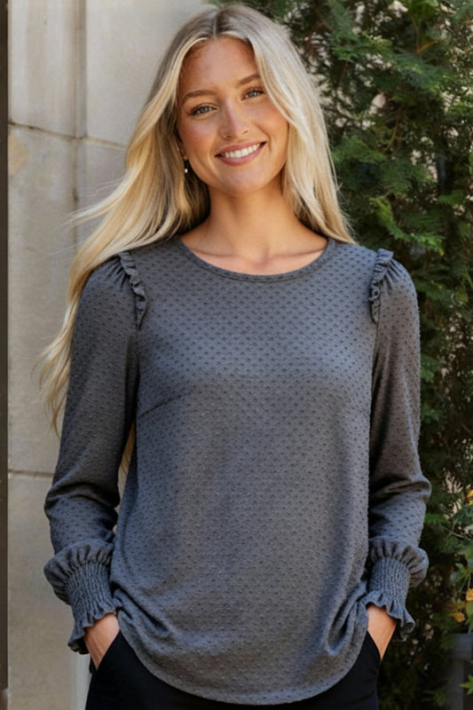 Smoky Sweetheart Ruffled Blouse