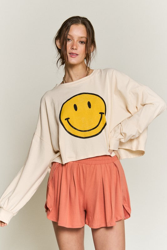 All Smiles Cropped Long Sleeve Top