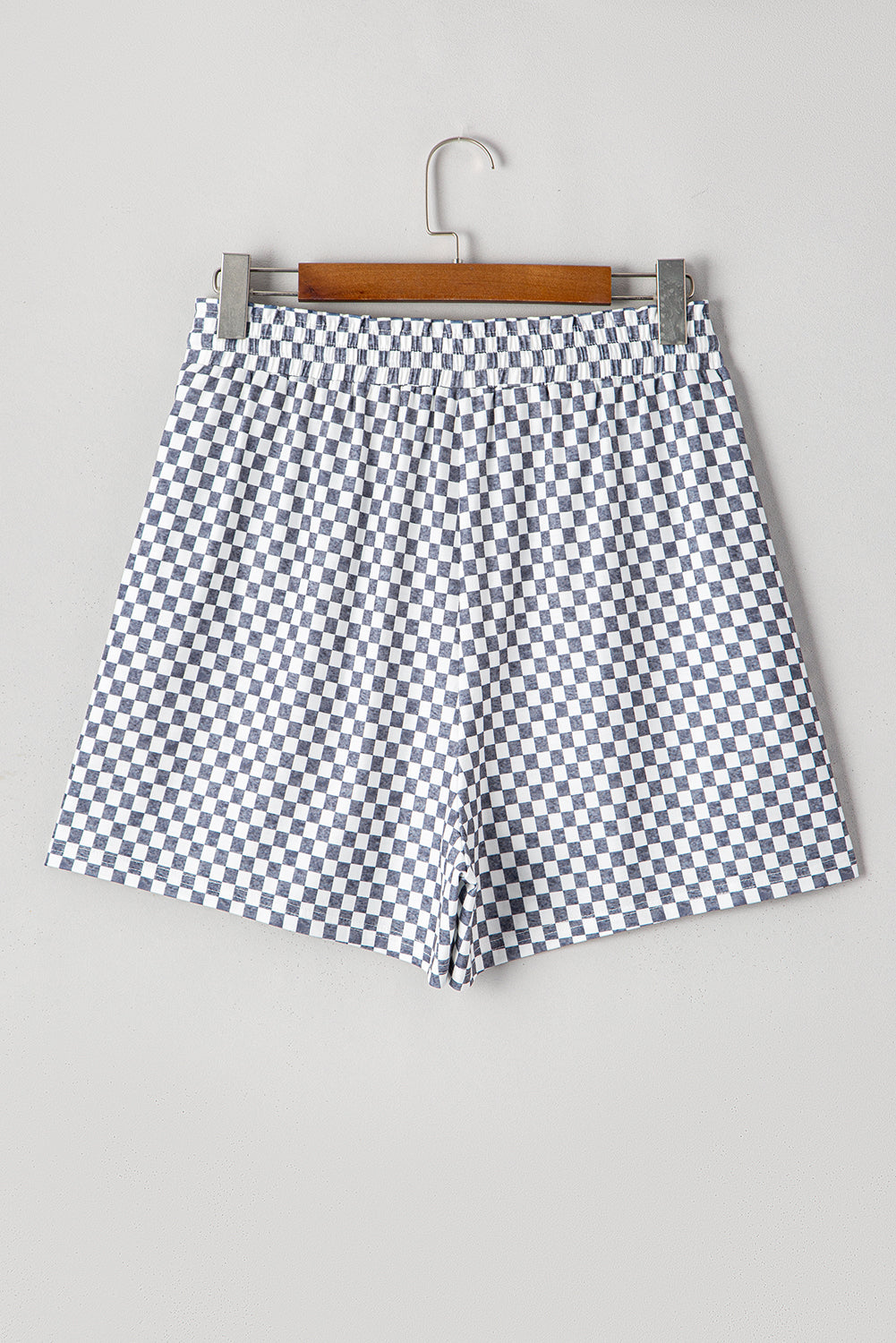 Gray Checkerboard Lace-Up High Waist Plus Size Casual Shorts