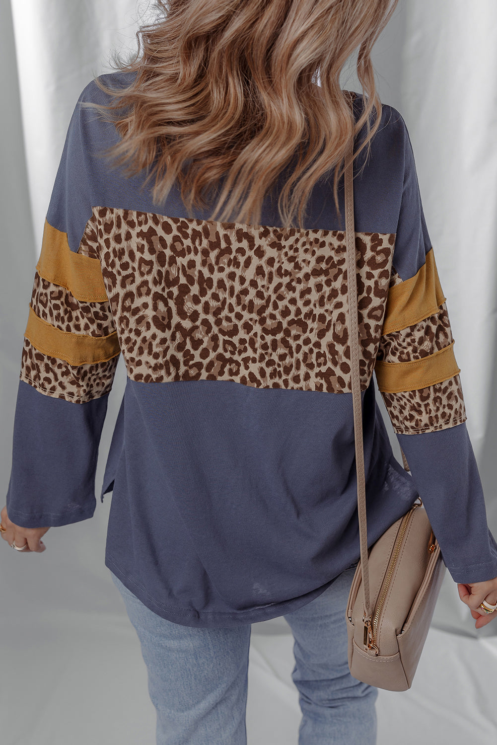 Dark Blue Leopard Long Sleeve Top