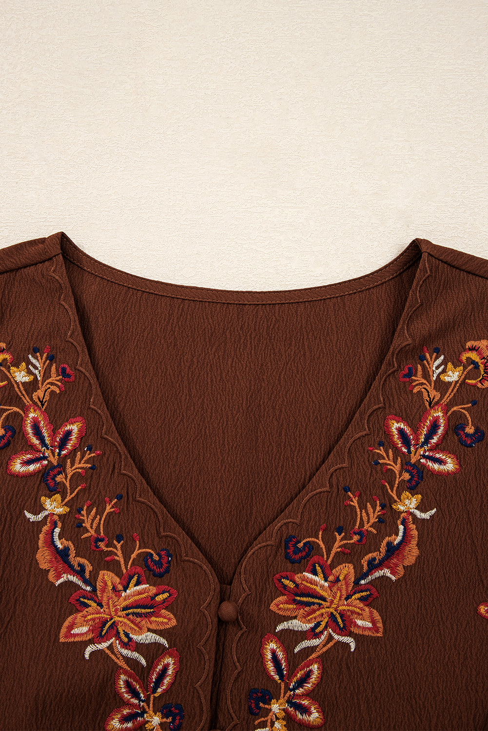Burgundy Floral Embroidered Mini Dress