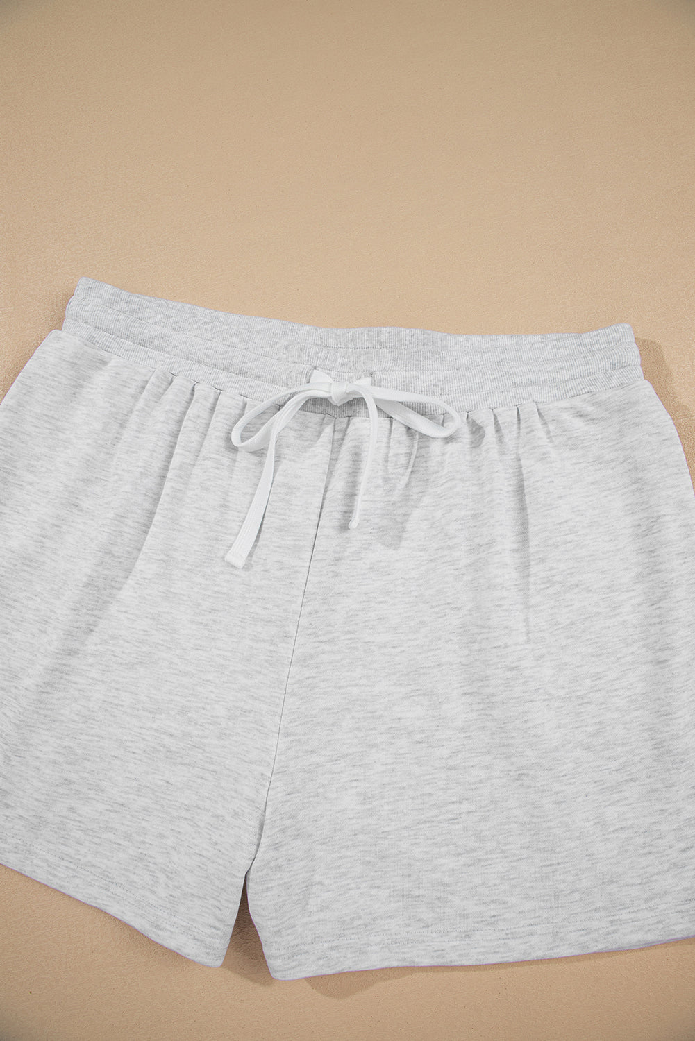 Light Grey Uneven Hem Colorblock Pullover Casual Shorts Plus Size 2pcs Outfit