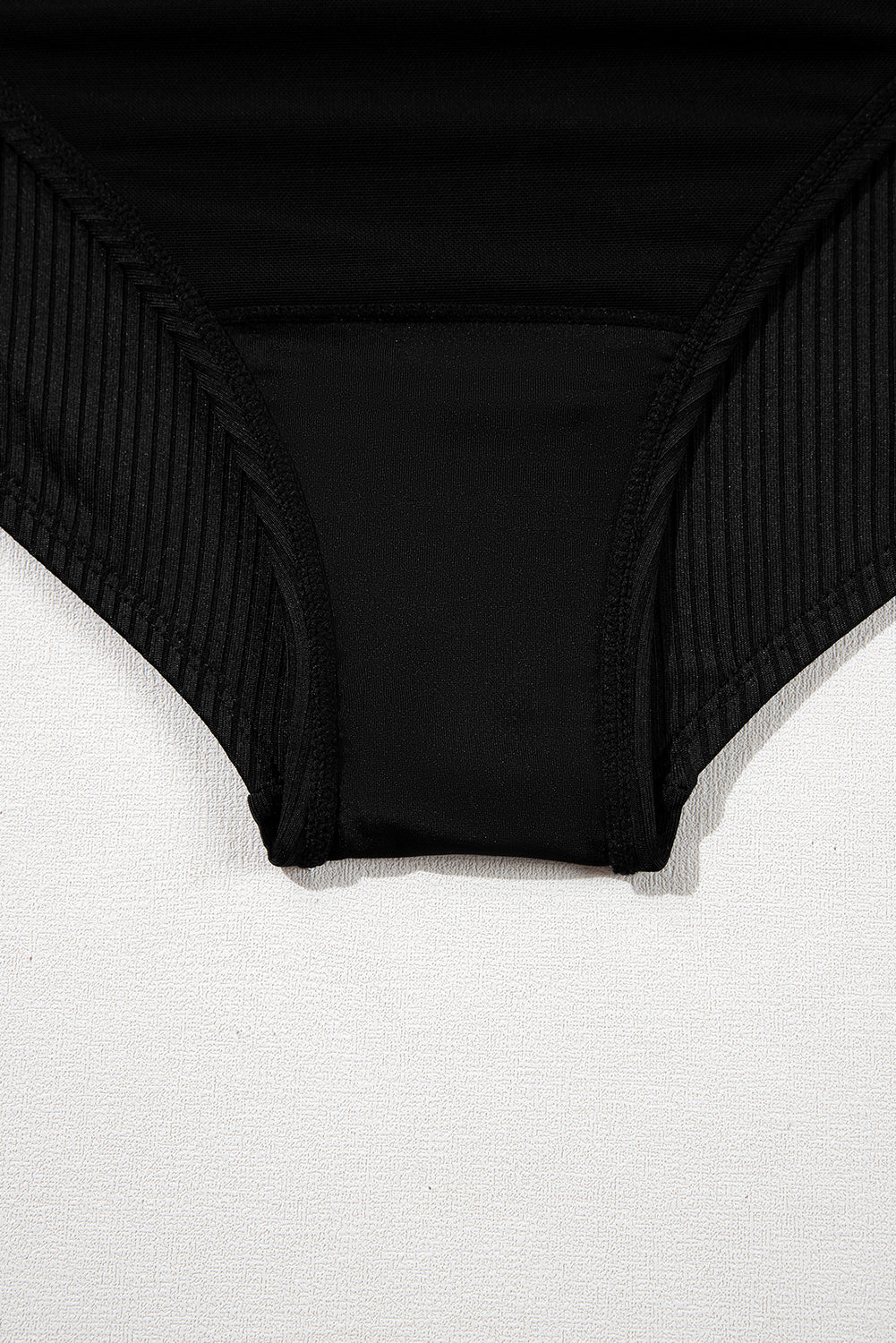 Black Plus Size Textured Scalloped Trim Swim Dress with Panty