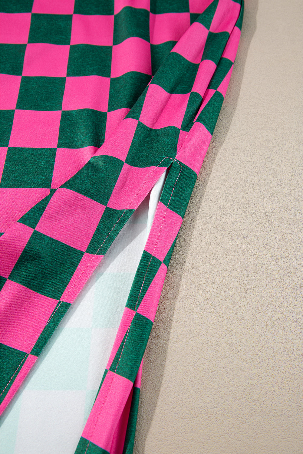 Rose Checkered High Waist Midi Skirt