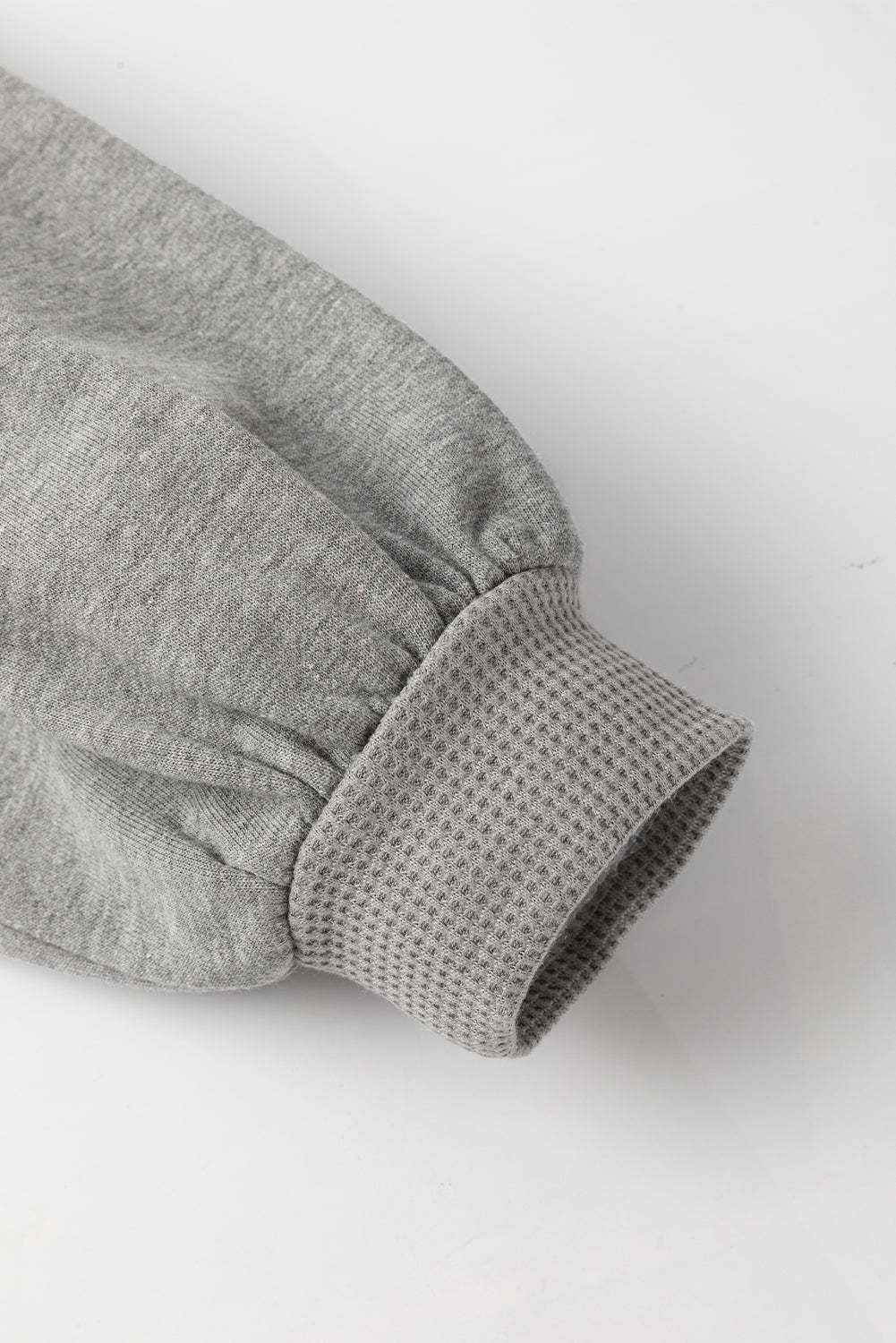 Medium Grey Waffle Knit Patchwork Exposed Seam Loose Shacket