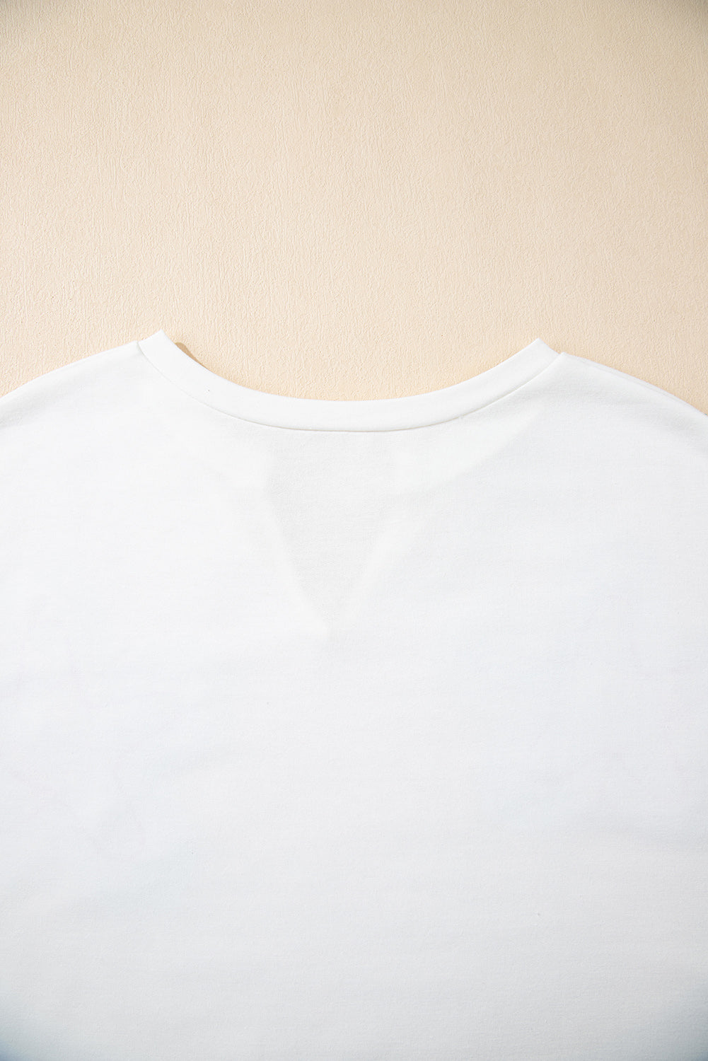 White Floral Applique Notched V Neck Dolman Sleeve Top