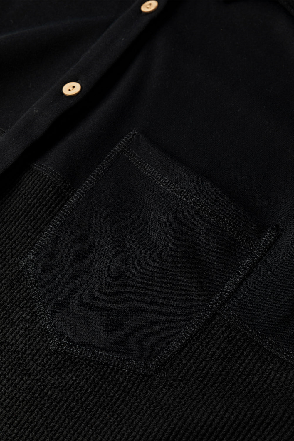 Medium Grey Waffle Knit Patchwork Exposed Seam Loose Shacket