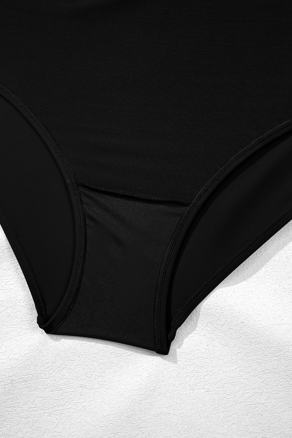 Black Solid Color Square Neck Knotted Plus Size One Piece Swimsuit