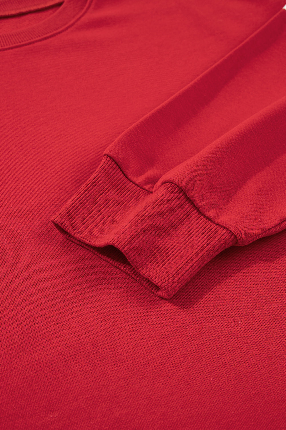 Fiery Red Varsity Striped Detail Crew Neck Plus Sweatshirt