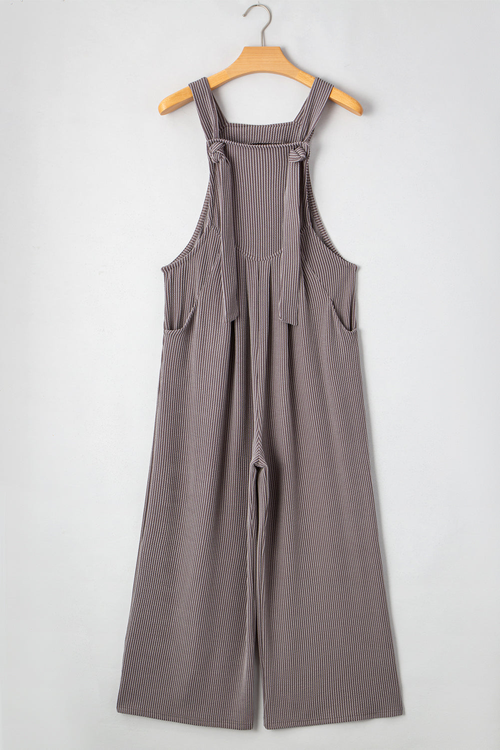 Gray Corded Adjustable Wide Leg Overall