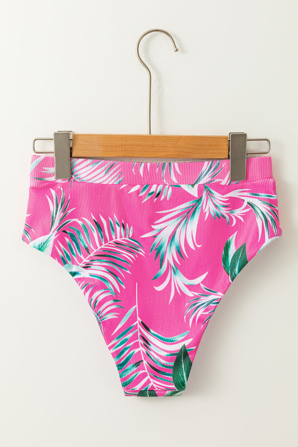 Rose Tropical Print Textured Bikini Bottoms BOTTOMS ONLY