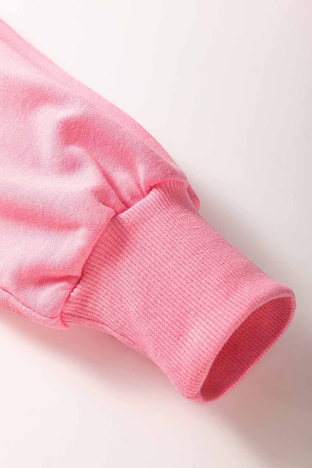 Pink Patchwork Pullover Top and Cargo Pants Set
