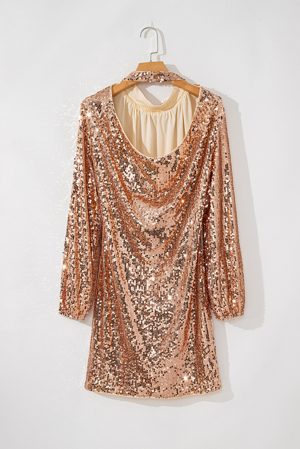 Gold Sequined Cutout Mini Dress