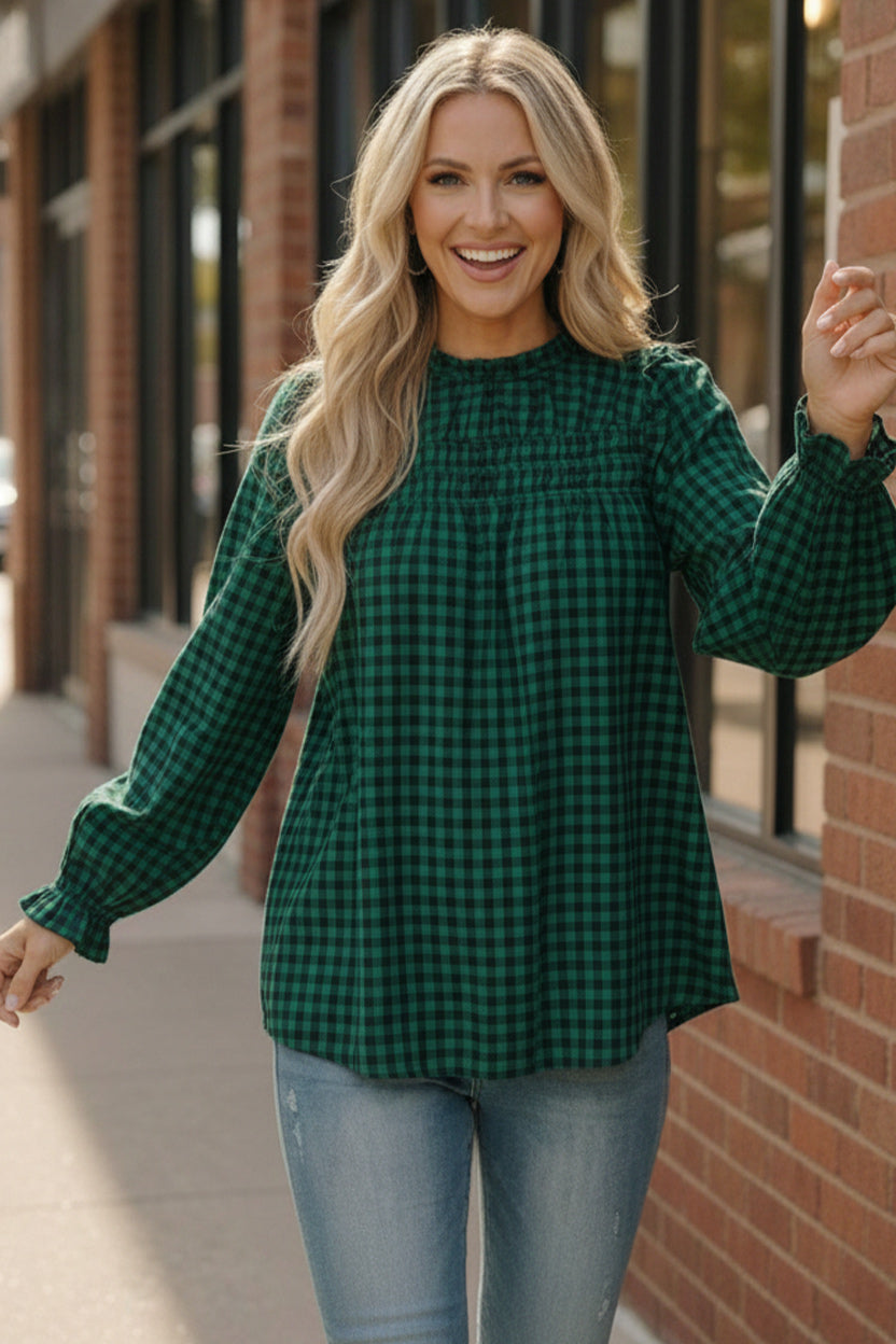 Wildwood Check Green Smock