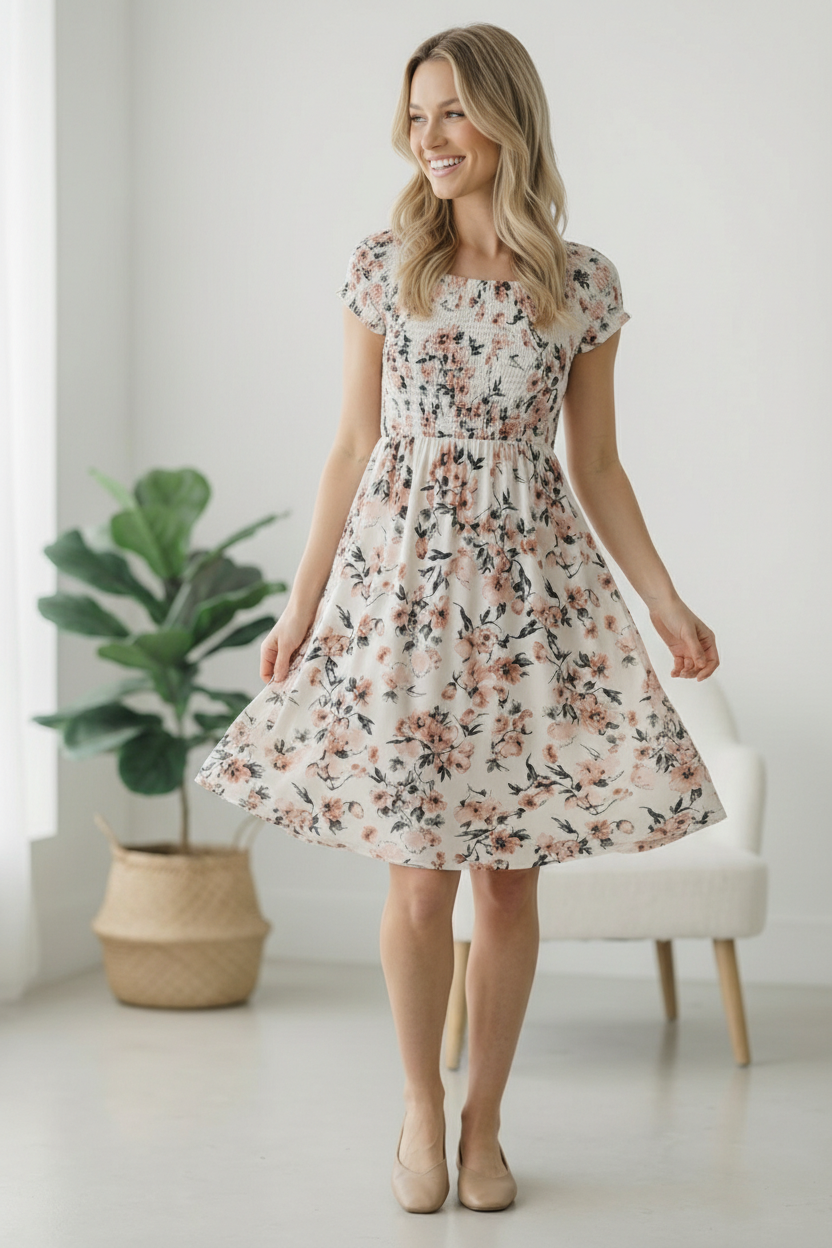 My Favorite Chapter Ivory Floral Dress